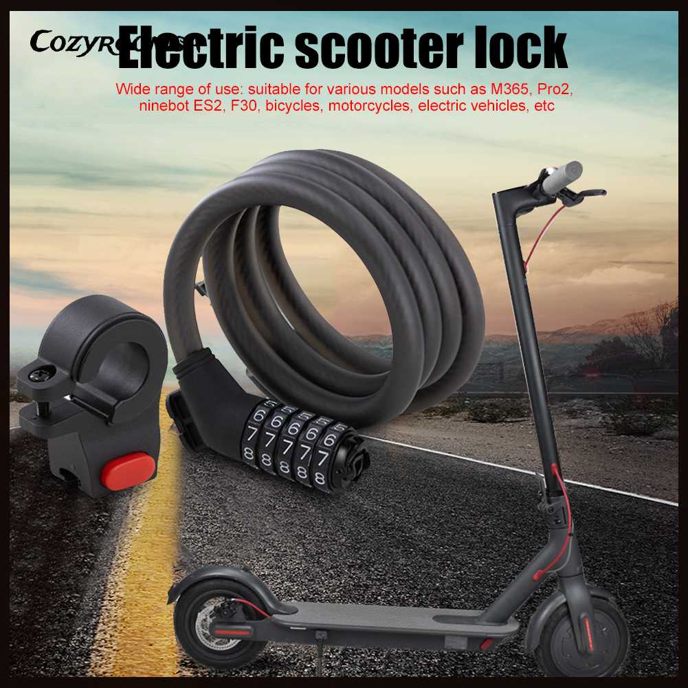 Bộ Ổ Khóa Và Dây Thép Cho Xe Scooter M365 / Pro2 / Ninebot ES2 / F30