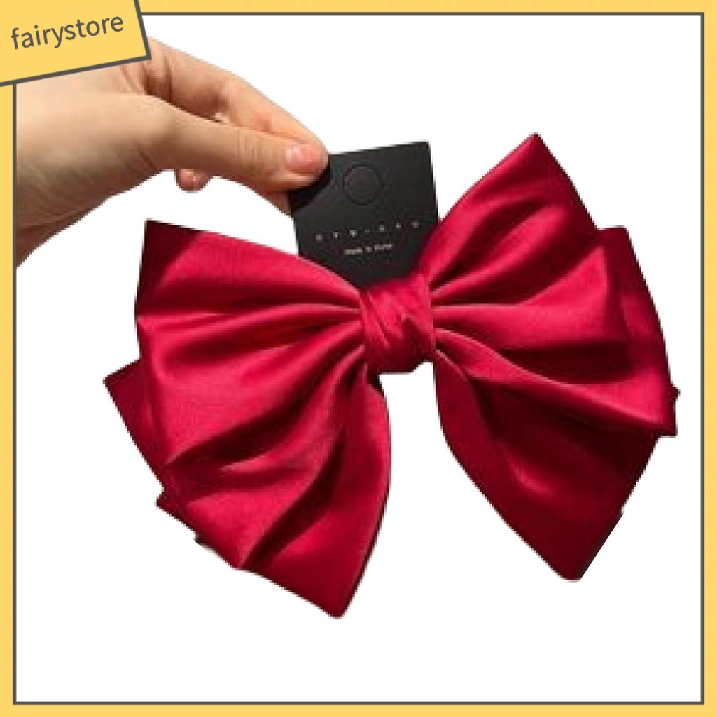 Kẹp Tóc Ba Lớp Hình Nơ Lớn Không Trơn Màu Sắc Trọng Lượng Nhẹ Dành Cho Nữ