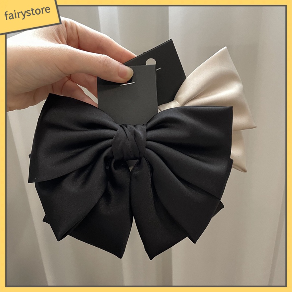 Kẹp Tóc Ba Lớp Hình Nơ Lớn Không Trơn Màu Sắc Trọng Lượng Nhẹ Dành Cho Nữ