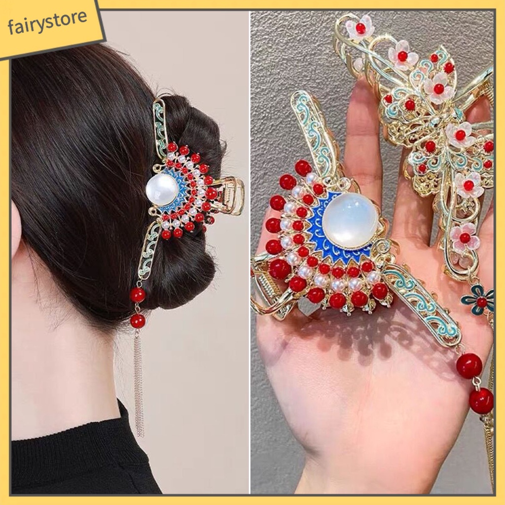 Kẹp Tóc Đính Hạt Và Hoa Tua Rua Nhiều Màu Chống Trượt Cho Nữ