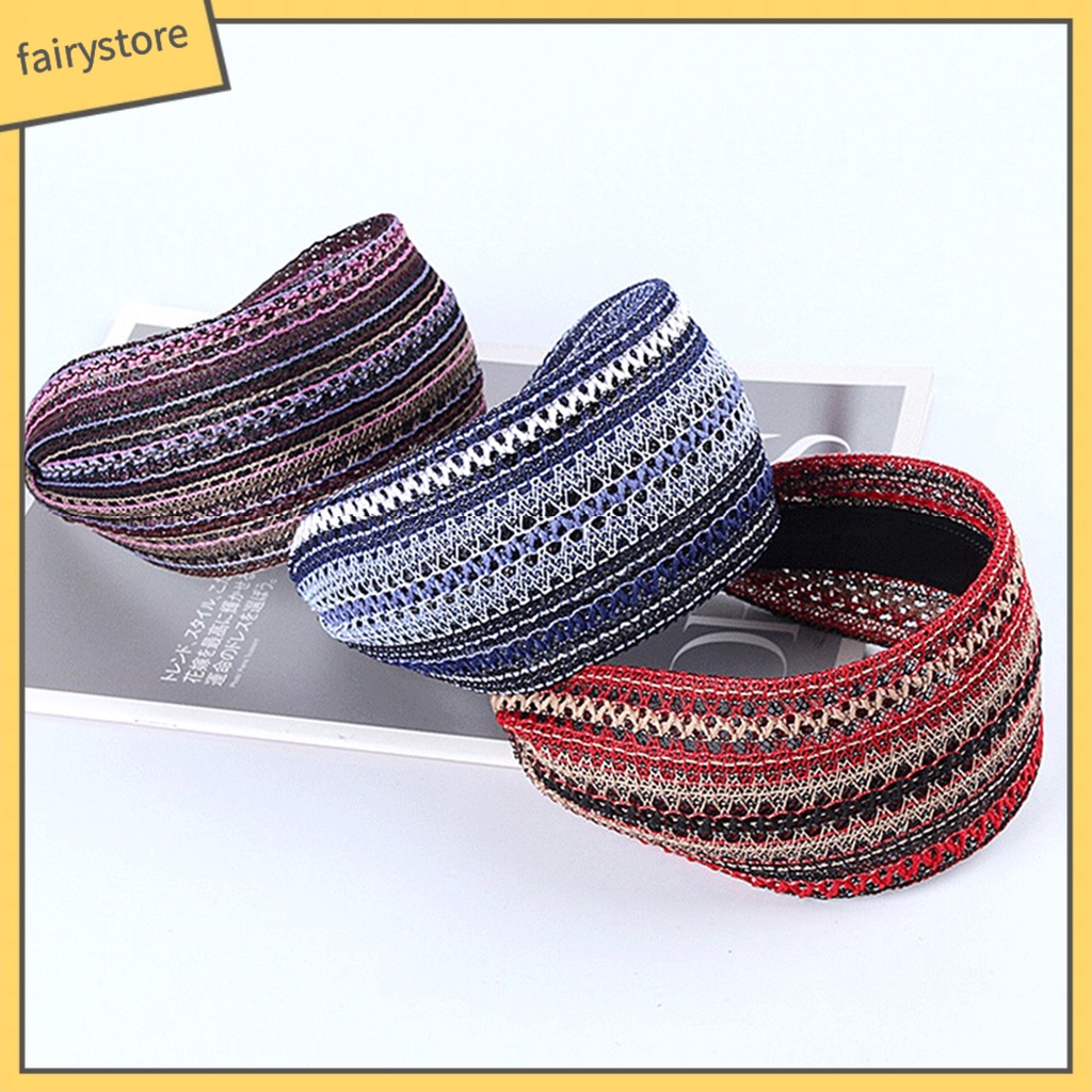 Băng Đô Cài Tóc Phối Lưới Thoáng Khí Chống Trượt Màu Sắc Retro Cho Nữ