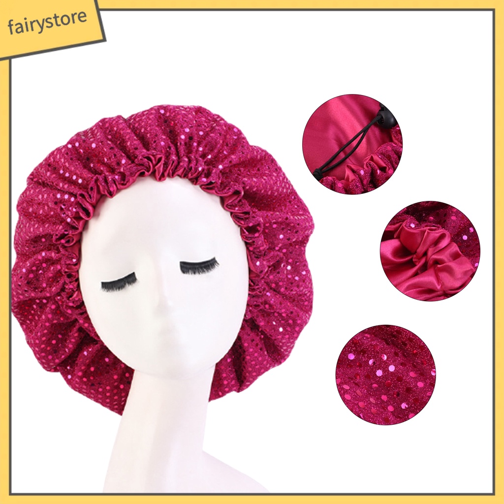 Mũ Trùm Đầu Co Giãn Đính Kim Sa Lấp Lánh Có Thể Điều Chỉnh Chăm Sóc Tóc Khi Ngủ