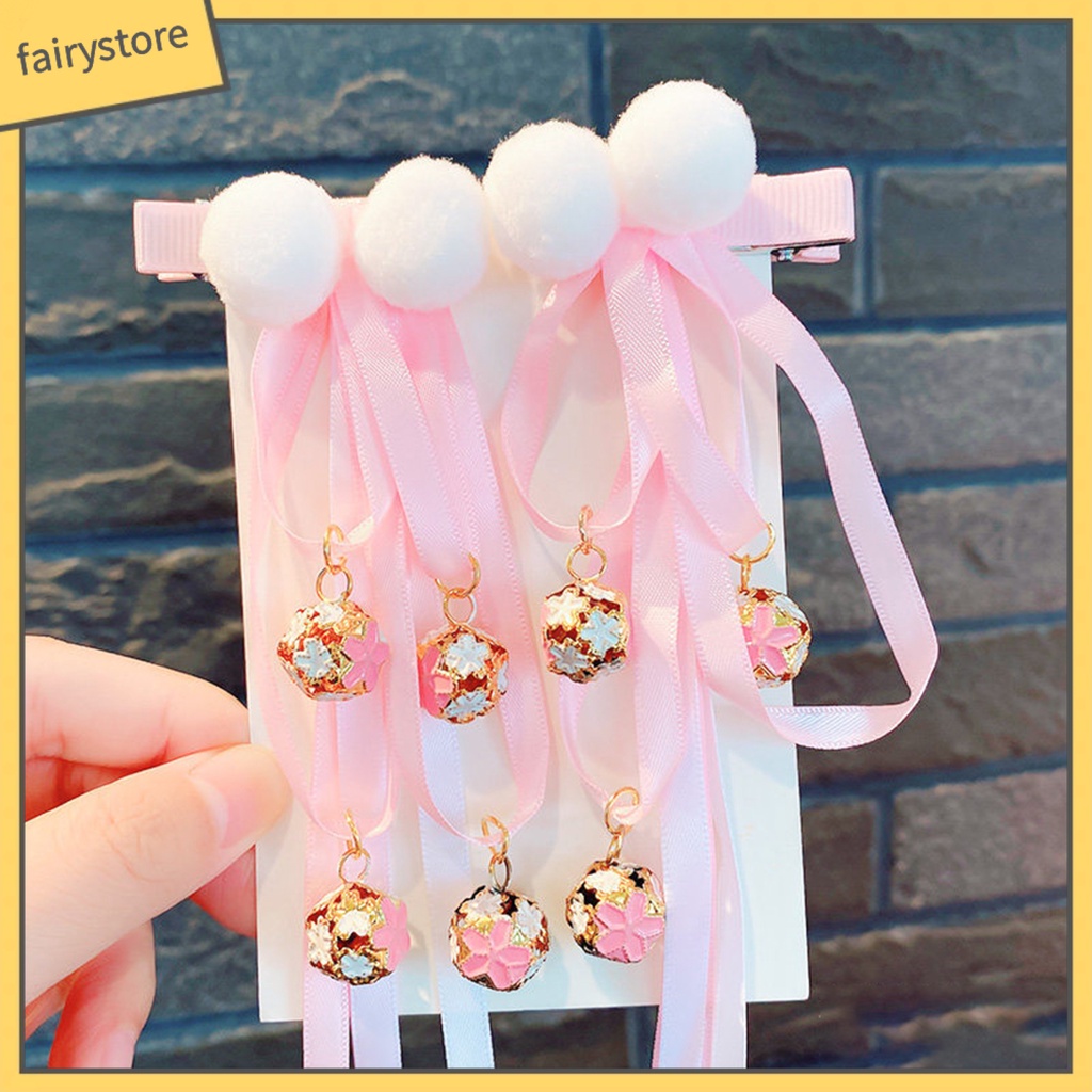 1 Cặp Kẹp Tóc Tua Rua Phong Cách Trung Hoa Cổ Điển Mừng Năm Mới Cho Bé Gái