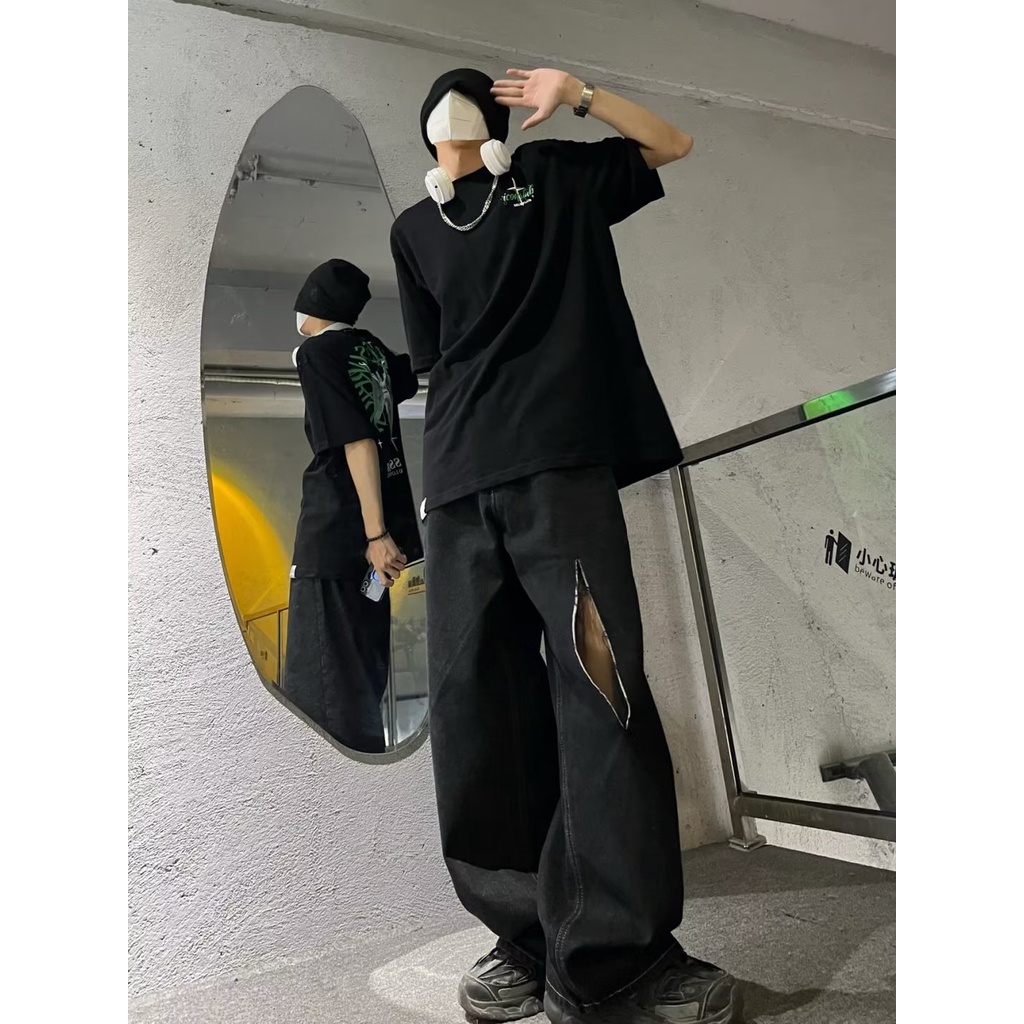 Áo Thun 100% Cotton Tay Ngắn Dáng Rộng Phong Cách Hip Hop Thời Trang Cho Cặp Đôi