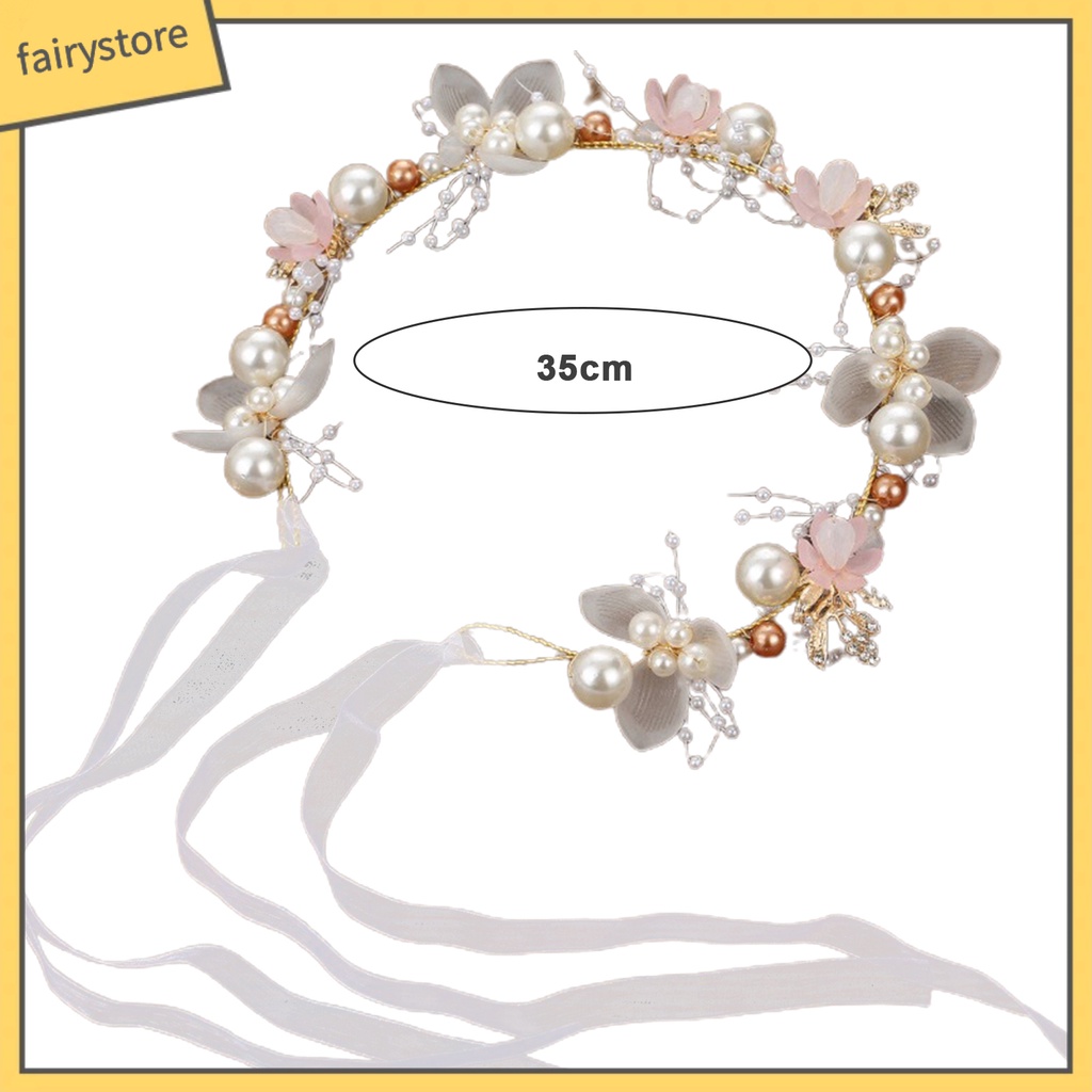 Băng Đô Cài Tóc Hình Vương Miện Công Chúa Đính Hoa Lá Dây Ruy Băng Co Giãn Điều Chỉnh Được Chống Trượt Cho Bé Gái