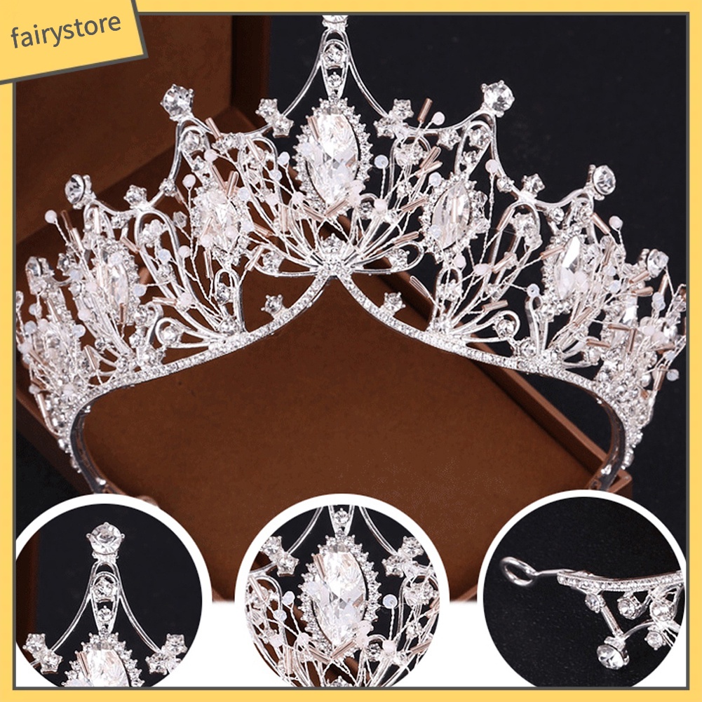 Cài Tóc Hình Vương Miện Đính Đá Lấp Lánh Cho Cô Dâu