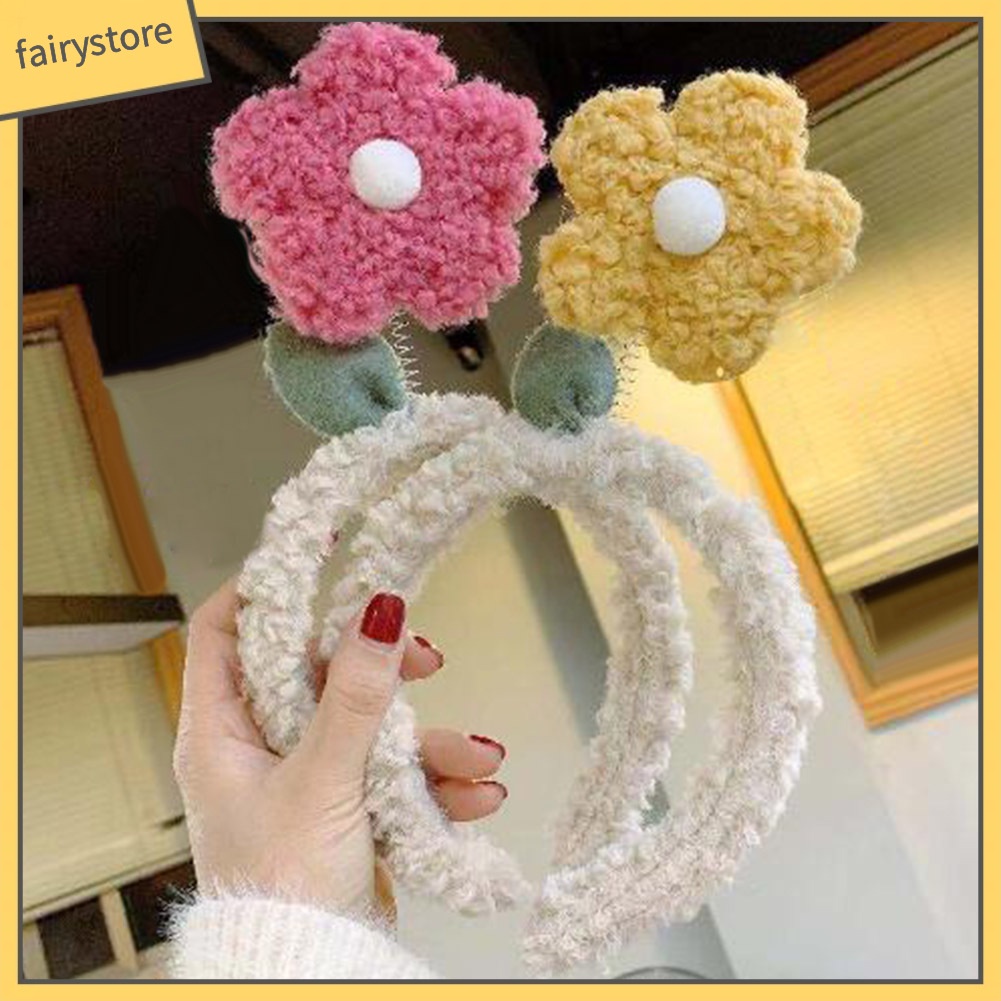 Băng Đô Cài Tóc Rửa Mặt Bằng Vải Bông Hình Hoa Đáng Yêu Cho Nữ