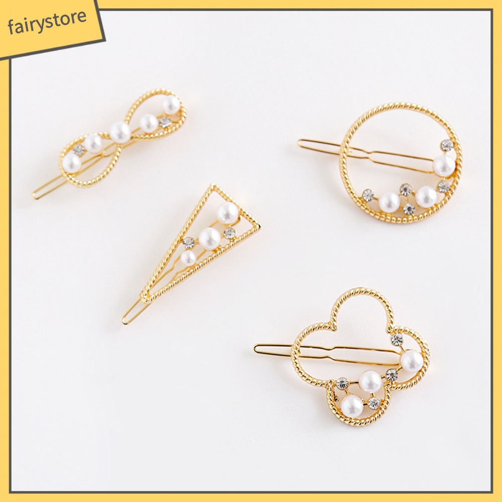 Kẹp Tóc Đính Đá Ngọc Trai Giả Thời Trang Dành Cho Nữ