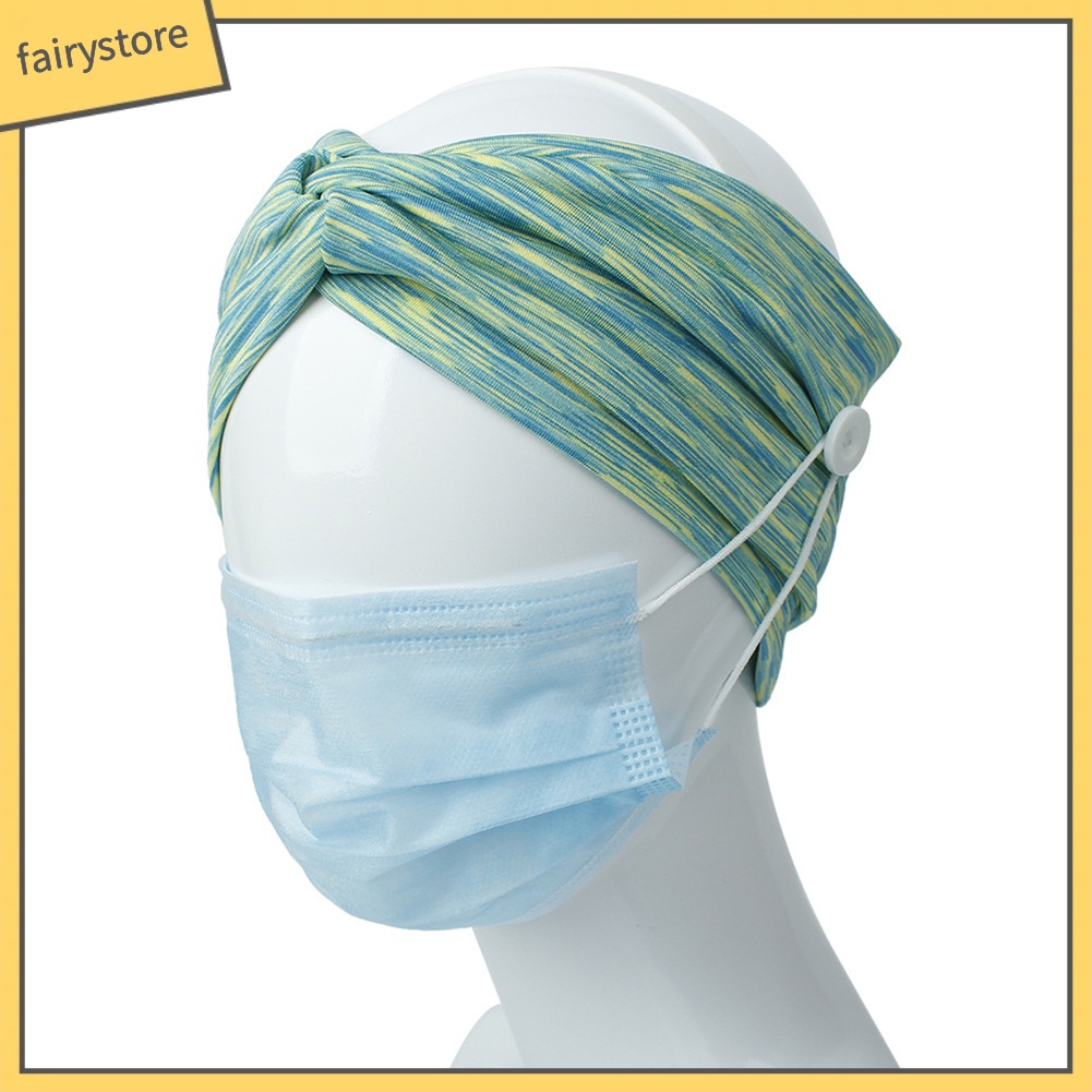 Set 2 Băng Đô Cài Tóc Thể Thao Bảo Vệ Tai Phối Nút Chéo Cho Nữ