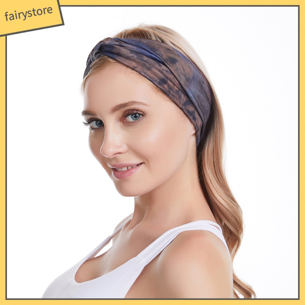 Băng Đô Cài Tóc Co Giãn Họa Tiết Màu Nhuộm Phong Cách Boho Thời Trang Cho Nữ