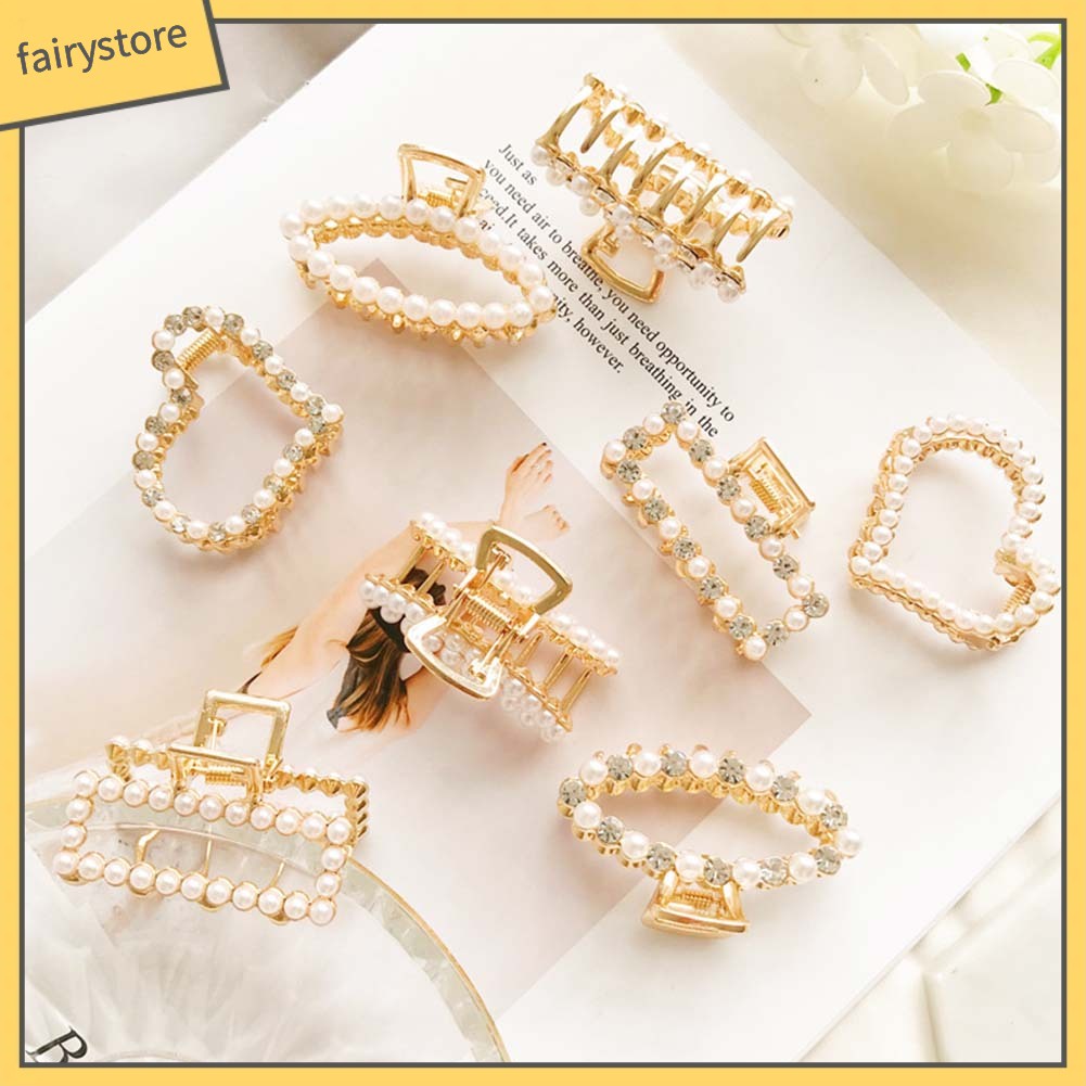 Kẹp Tóc Đính Đá Ngọc Trai Nhân Tạo Thời Trang Dành Cho Nữ Giá Đỡ