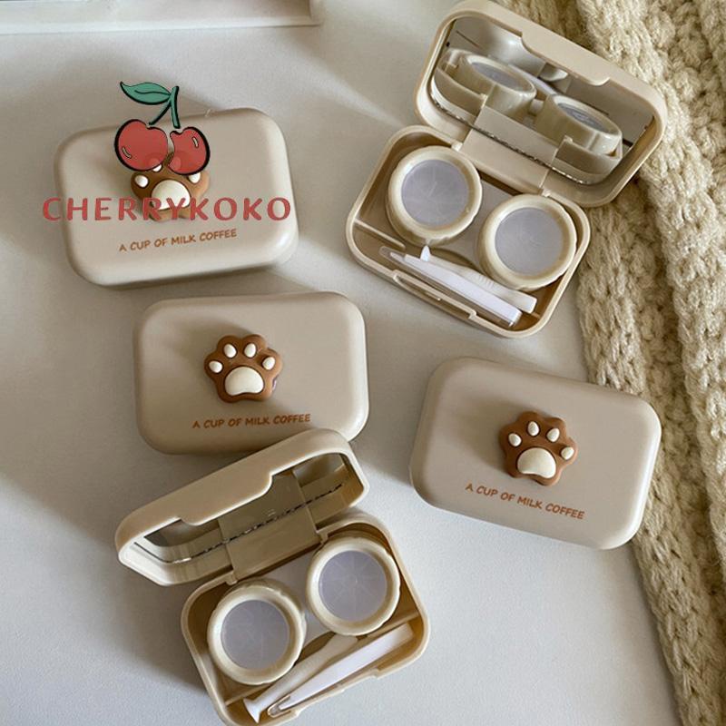 🍒🍒CHERRYKOKO Hộp đựng kính áp tròng Classy chân chó, 1 khay đựng lens, có gương soi