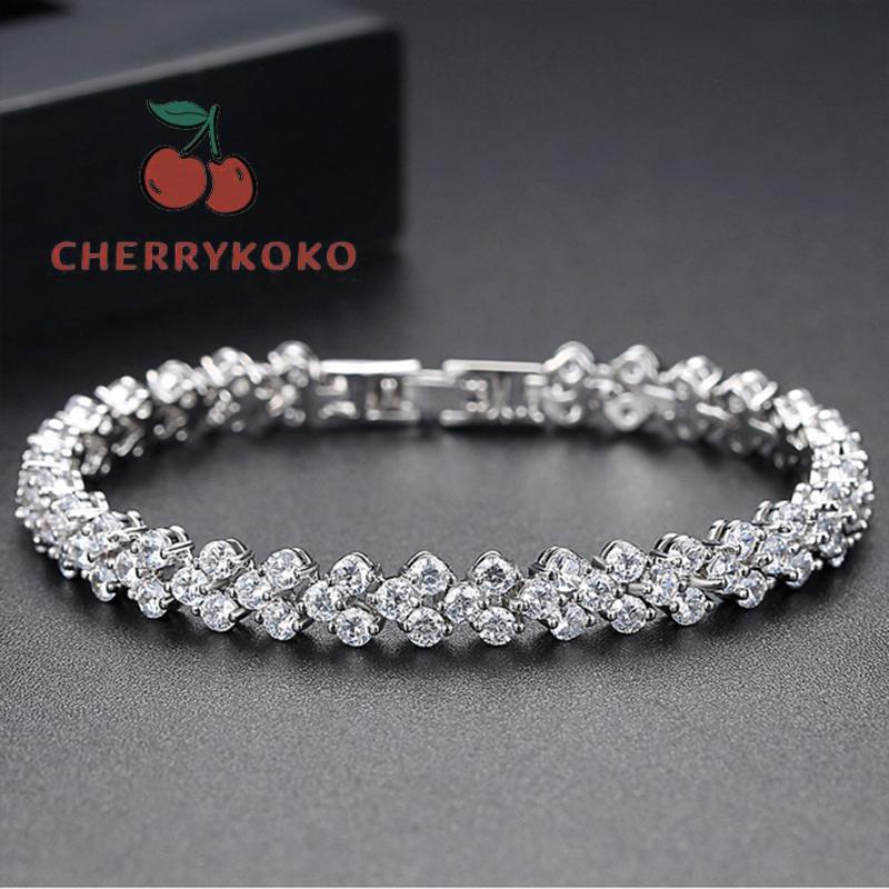 🍒🍒CHERRYKOKO Vòng Tay Đính Đá Lấp Lánh Sang Trọng Thời Trang Cho Nữ
