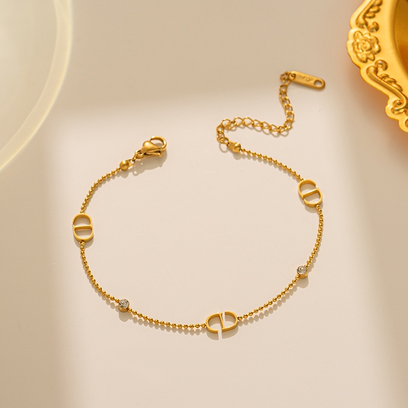 Vòng Tay Trang Trí Hạt Khắc Chữ Dd Bằng Thép Titanium Thời Trang 2023