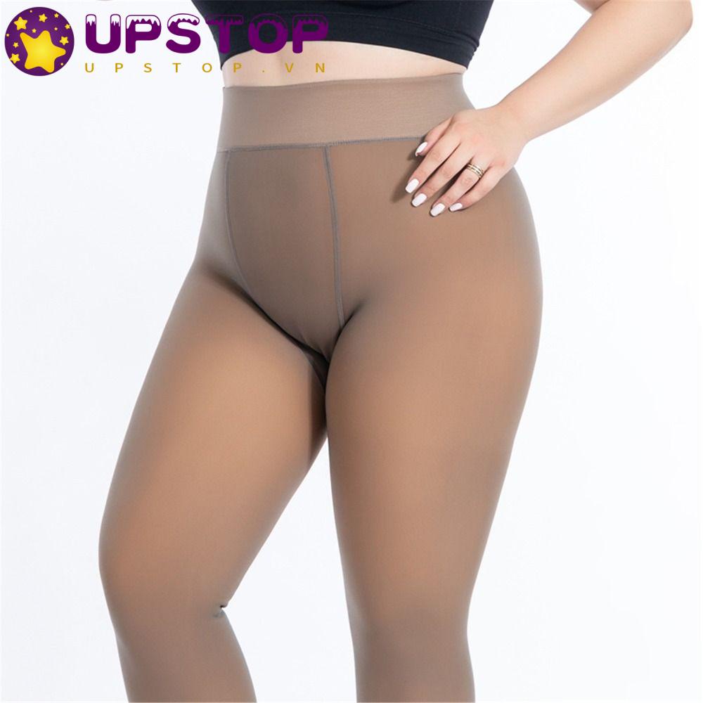 Upstopvn Quần Tất Lông Cừu Giữ Ấm Ôm Sát Màu Đen / Xám / Cà Phê Màu Trong Mờ Thời Trang Mùa Đông Cho Nữ