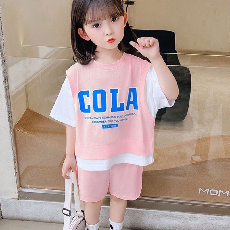 Áo Thun cotton Giả Hai Lớp Phong Cách Hàn Quốc Thời Trang Mùa Hè Cho Bé Trai