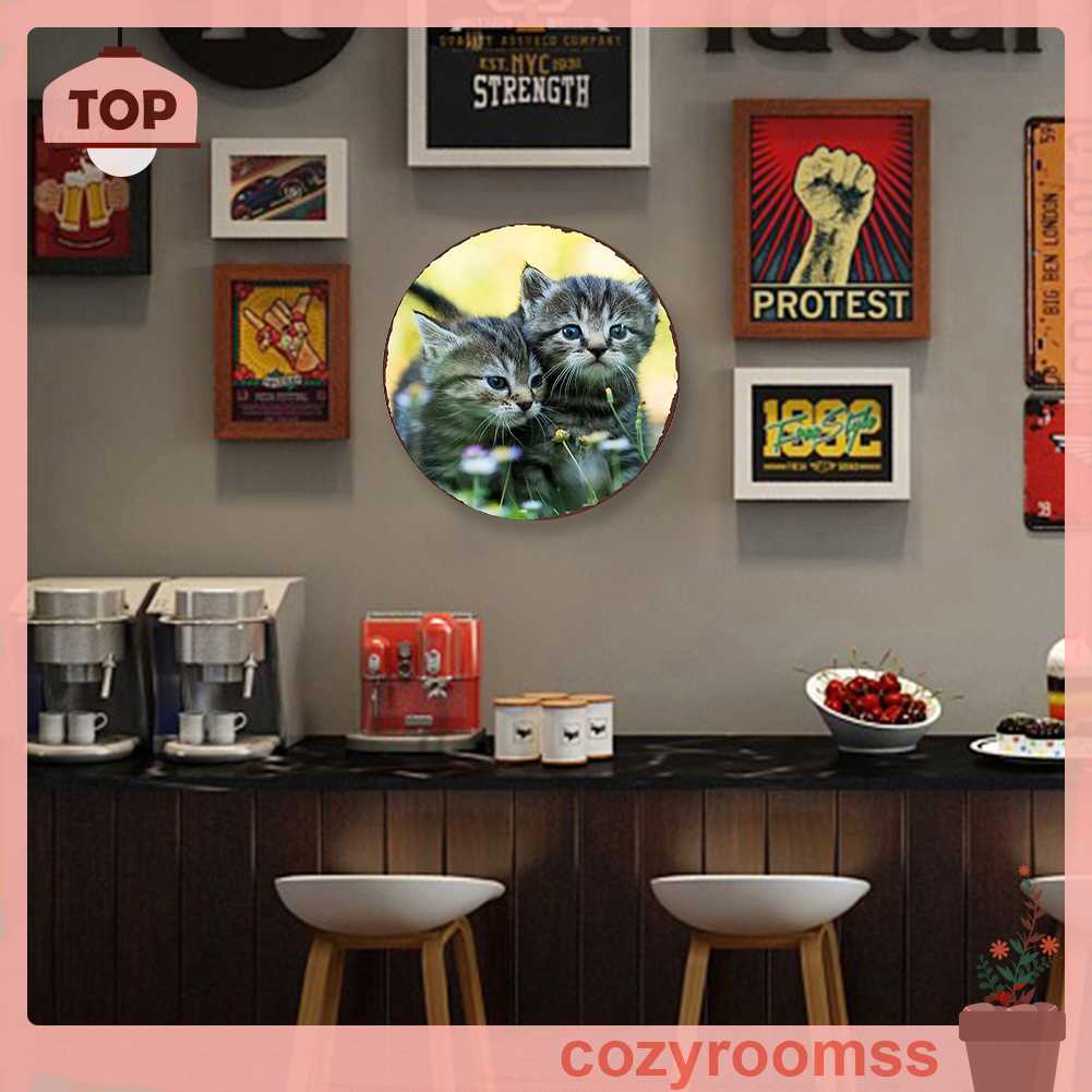 Tranh Kim Loại Treo Tường Hình Chú Mèo Phong Cách Vintage Trang Trí Nhà Cửa / Quán Bar