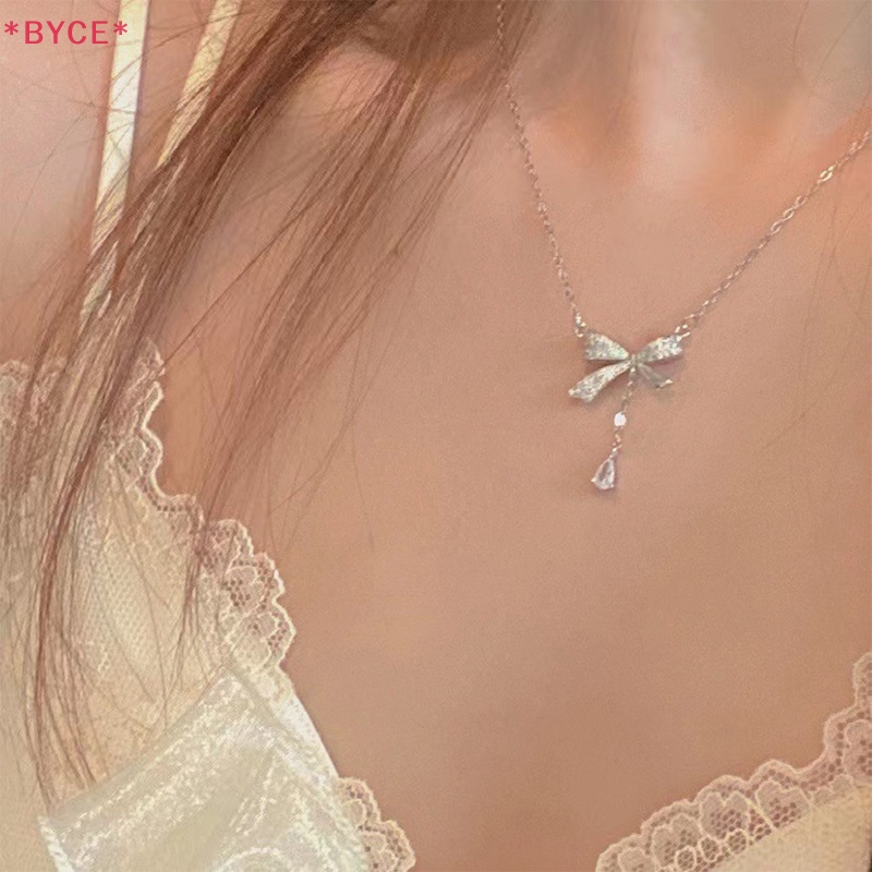 Dây Chuyền Mặt Nơ Tua Rua Đính Đá Zircon Thanh Lịch Cho Nữ Mới