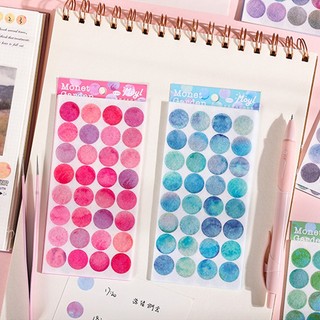 Set 6 tấm sticker chấm bi tròn nhiều màu sắc trang trí sổ tay diy