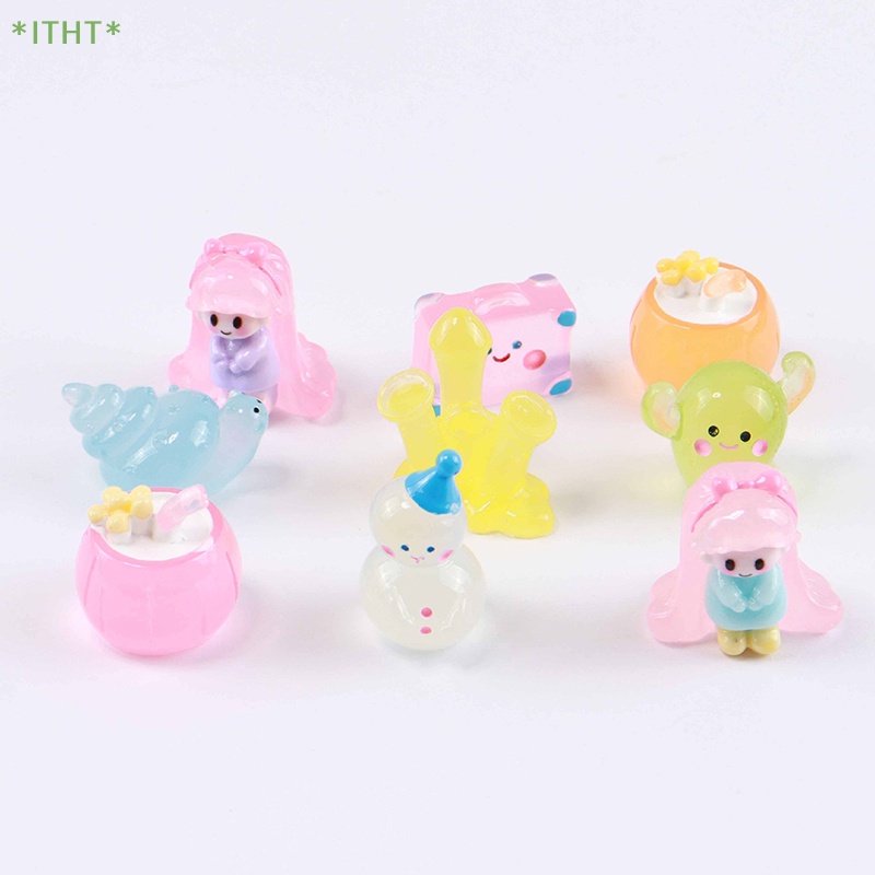 Bộ 3 Mô Hình Ốc Sên / Xương Rồng / Lâu Đài / Trái Dừa Dạ Quang Mini Bằng Nhựa