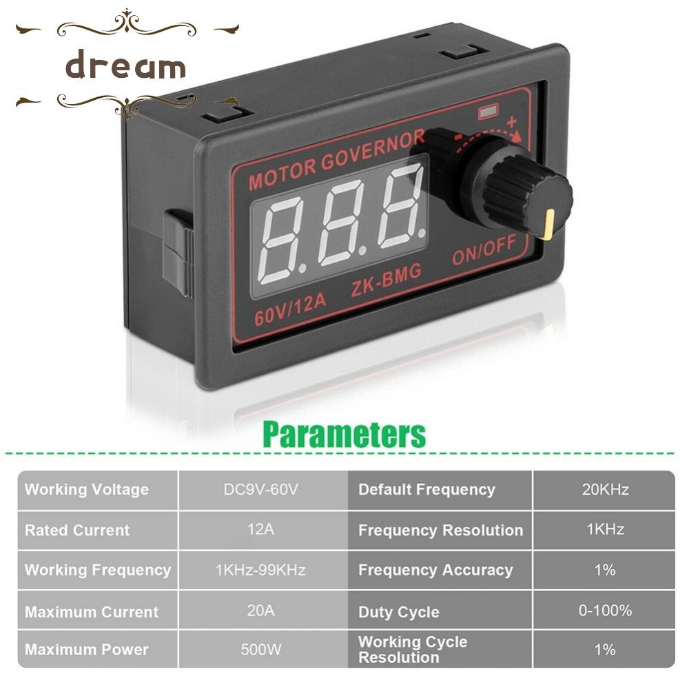 【DREAMLIFE】DC 9-60V 12A Motor PWM Speed Controller 500W Adjustable Speed Regulator Switch