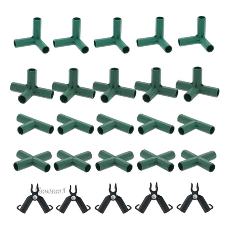 1 [Fenteer1] 20 Đầu Nối 5 Loại Khung Làm Vườn Cho Nhà Kính