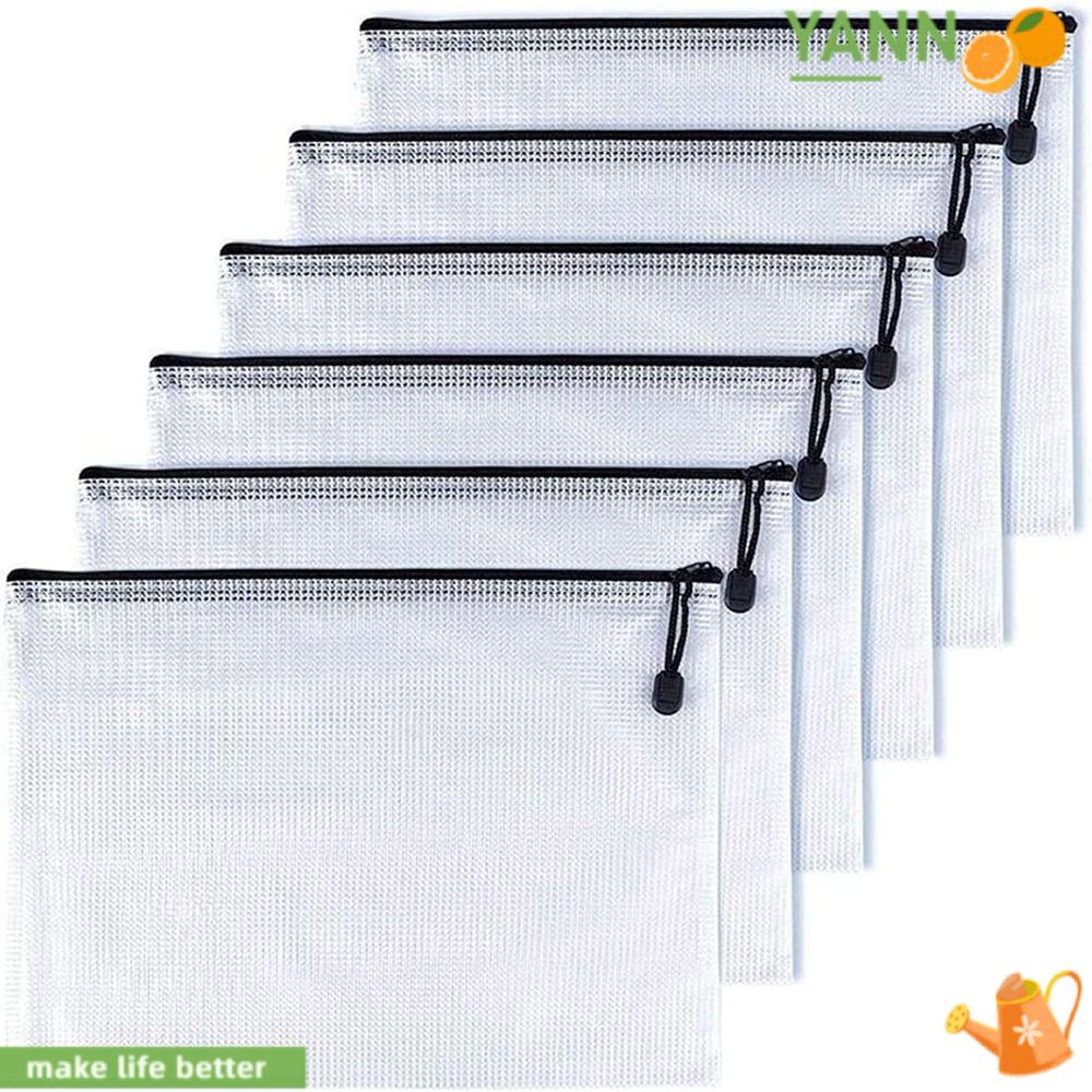 Bộ 18 Túi Lưới Đựng Tài Liệu / Mỹ Phẩm B4 Bằng PVC Màu Đen Chống Thấm Nước