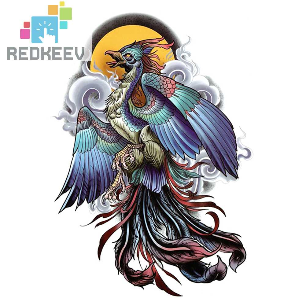Bộ 2 Hình Xăm Giả Hình Phượng Hoàng Chống Nước 5.83x8.27in Dùng Một Lần