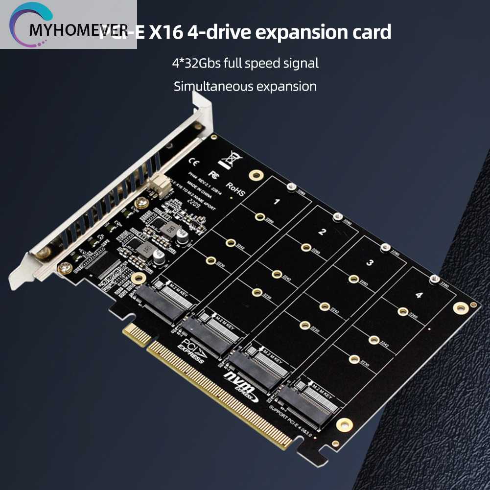 Bộ ChuyểN ĐổI Ổ CứNg 4 CổNg M.2 NVME SSD Sang PCIE X16, Hỗ Trợ 2230 / 2242 / 2260 / 2280