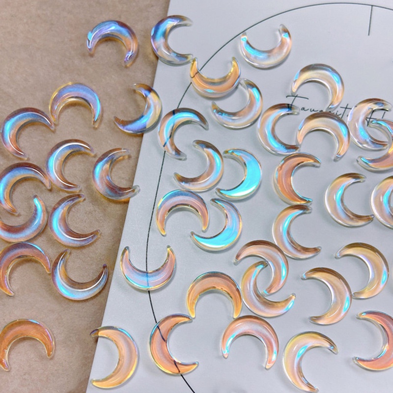 UR SUGAR 10 Miếng Viên Đá Acrylic 3D Hình Trăng Sao Trái Tim Trang Trí Móng Nghệ Thuật DIY