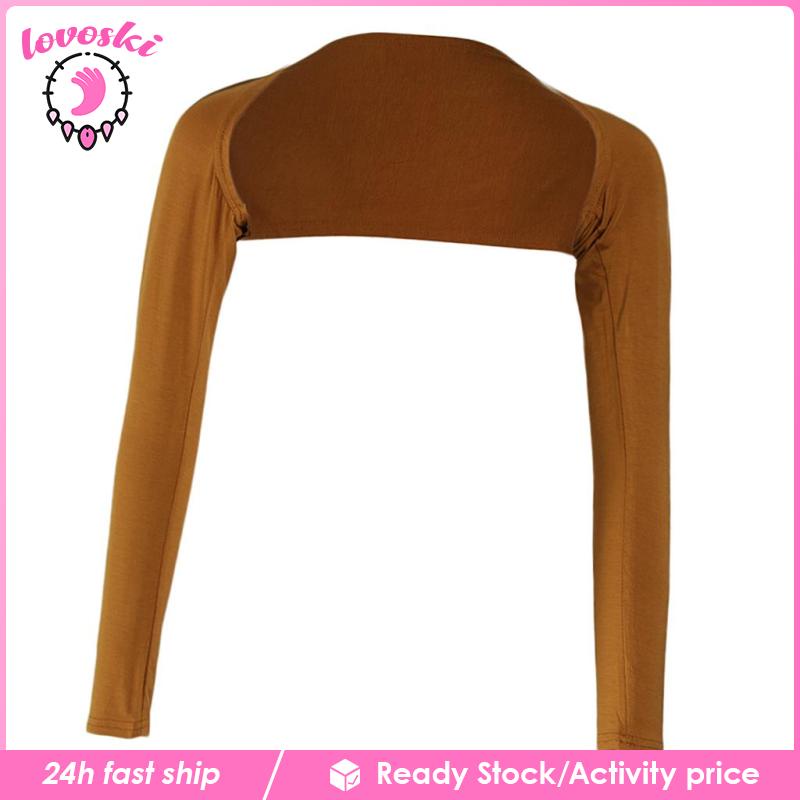 [Lovoski] Ramadan Đầm Trắng Tay Dài Hở Vai Co Giãn