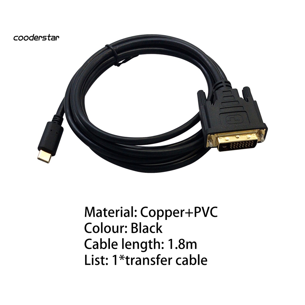 Dây Cáp Kết Nối COOD PVC Cho Laptop Type-C Sang DVI