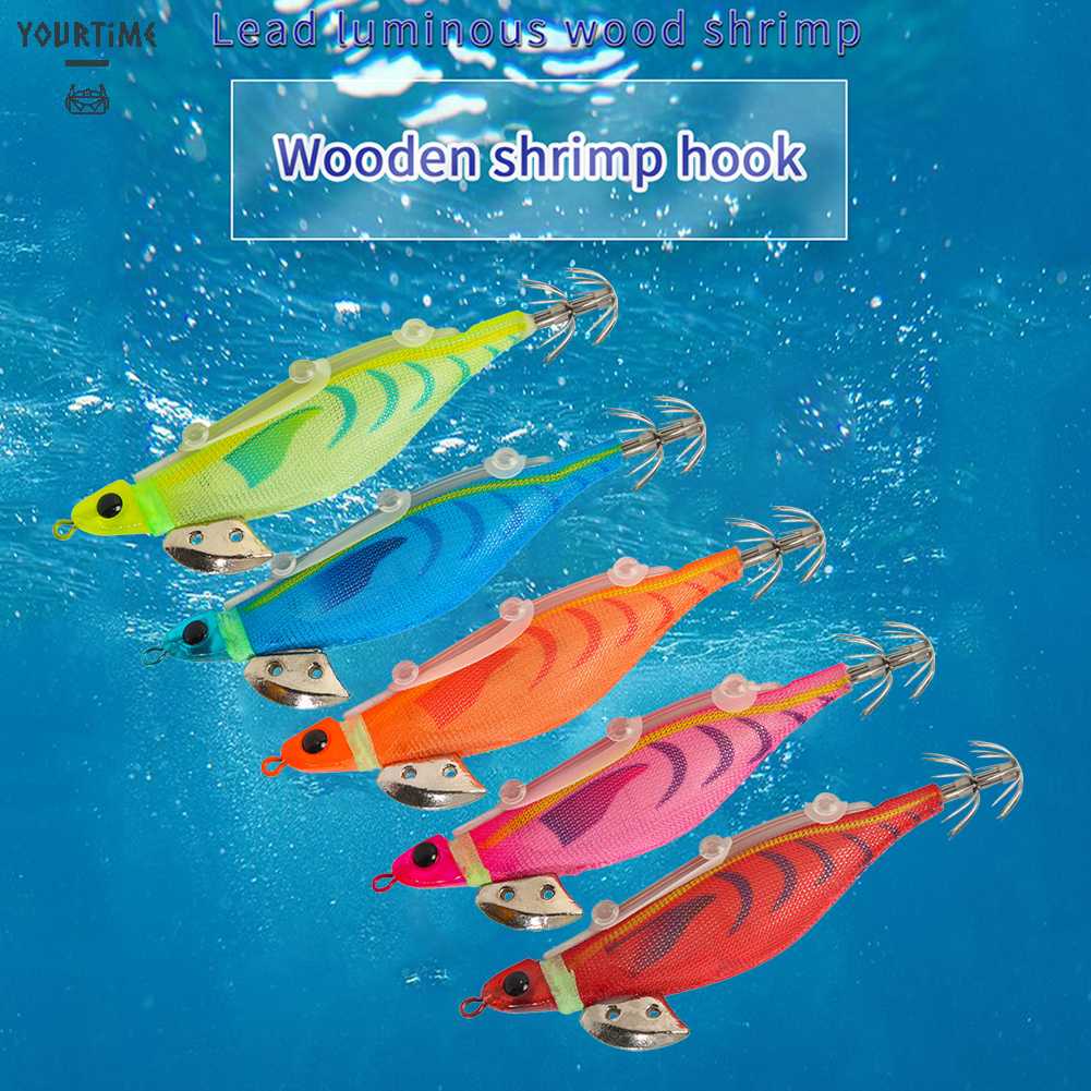 Mồi Câu Cá Giả Hình Tôm Bằng Gỗ Phát Quang 20g 12cm