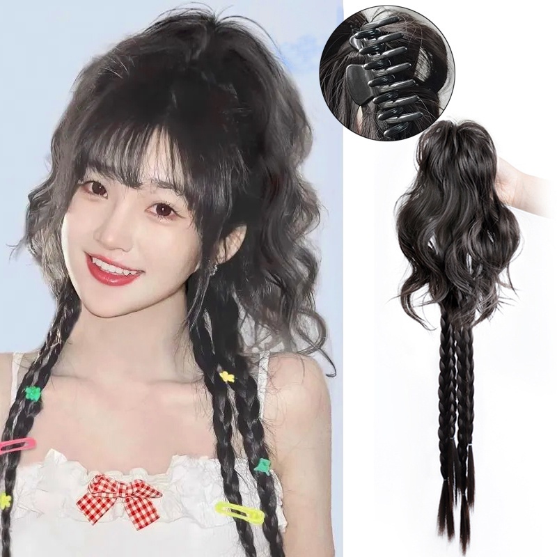 Tóc Giả Thắt Bím Xoăn Y2K Có Kẹp Dành Cho Nữ Tập Boxing
