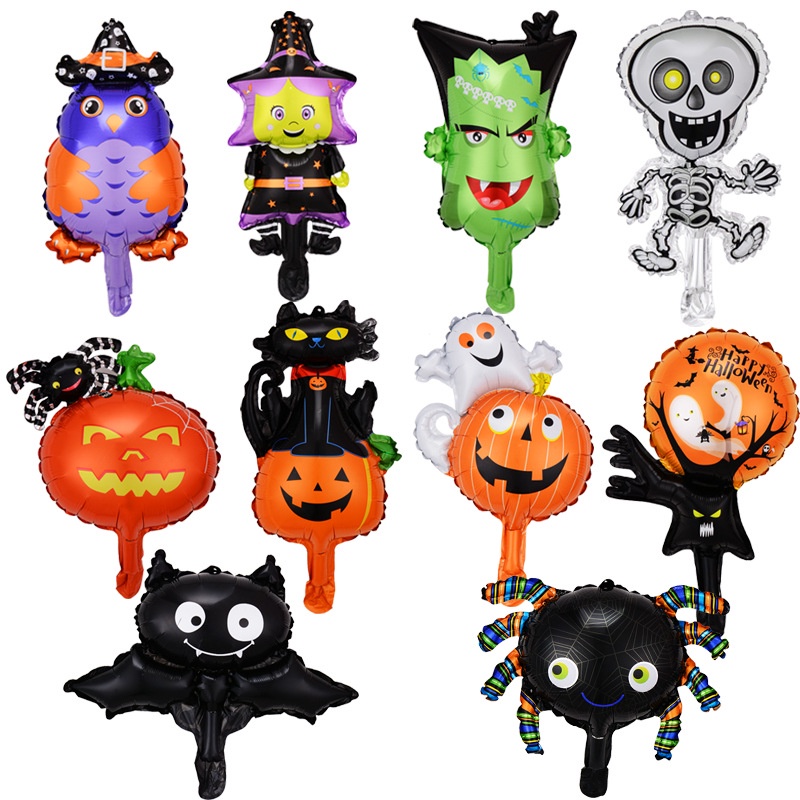 Bong Bóng Nhôm Hình Nhện / Đầu Lâu / Dơi / Bí Ngô Hoạt Hình Trang Trí halloween