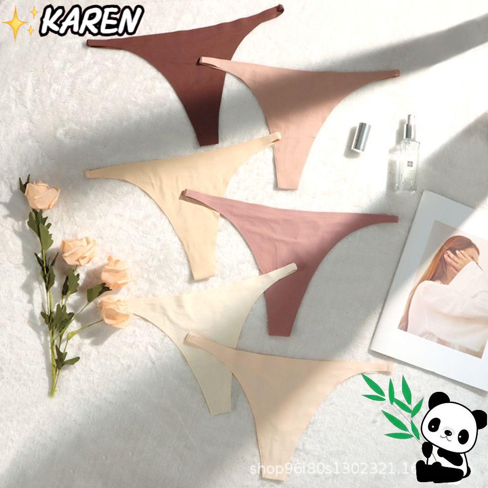 Quần Lót Lụa Lạnh Không Đường May Lưng Thấp Họa Tiết Kẻ Sọc Cho Nữ