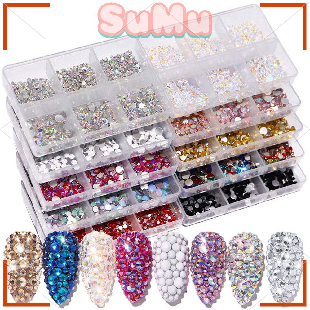 Set 1000 Móng Tay Giả|Kích Thước Hỗn Hợp Lưng Phẳng 3D Kính|Phụ Kiện Chuyên Dụng Chất Lượng