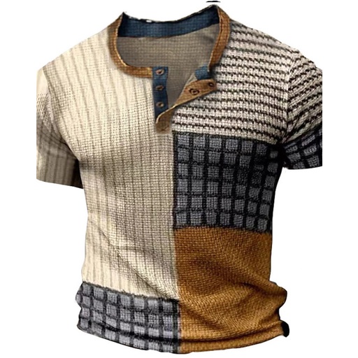 Áo Sơ Mi Ngắn Tay In Họa Tiết Caro 3D Thoải Mái Thời Trang Cho Nam