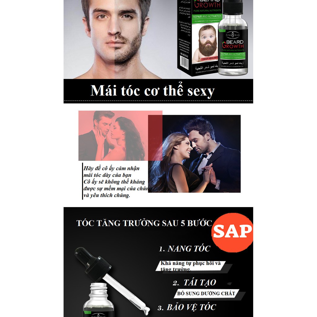 Tinh Chất Giúp Mọc Râu,Tóc, Lông Mày Cực Mạnh Đầy Nam Tính  Beard Growth