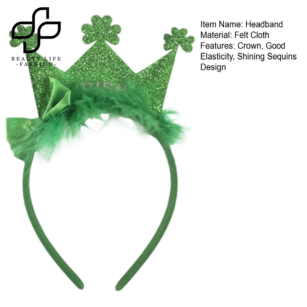 Băng Đô Hình Vương Miện Đính Kim Sa Lấp Lánh Màu Xanh Lá Cây Dùng Hóa Trang