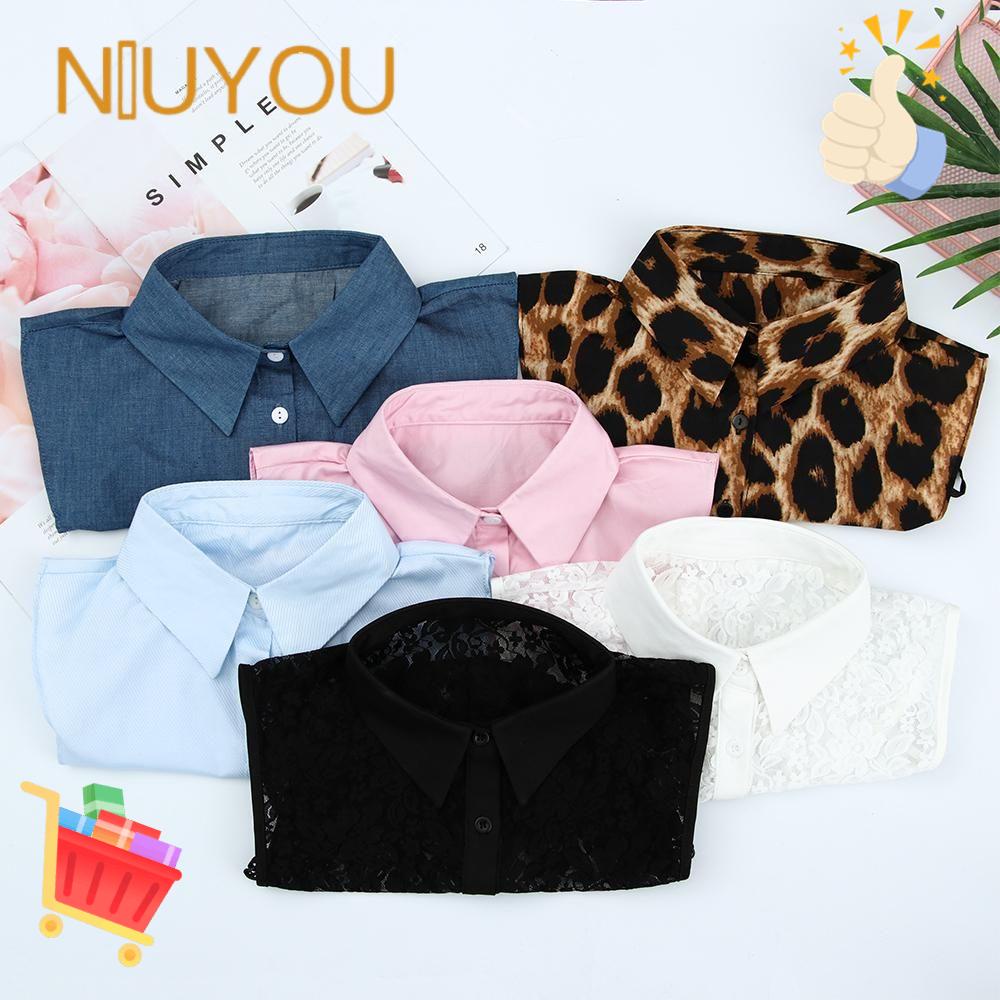 Cổ Áo Sơ Mi Giả Họa Tiết Da Báo Màu Trắng / Đen Phong Cách Vintage Cho Nam Và Nữ