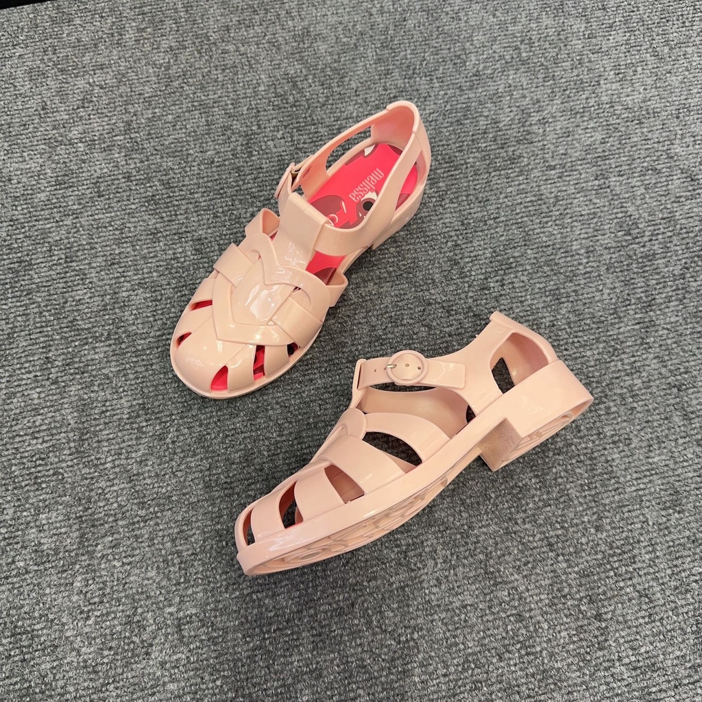 Sandal Cao Gót Bít Mũi Dệt Kim Phong Cách Retro Roman Mới 2023 Cho Nữ Đi Biển