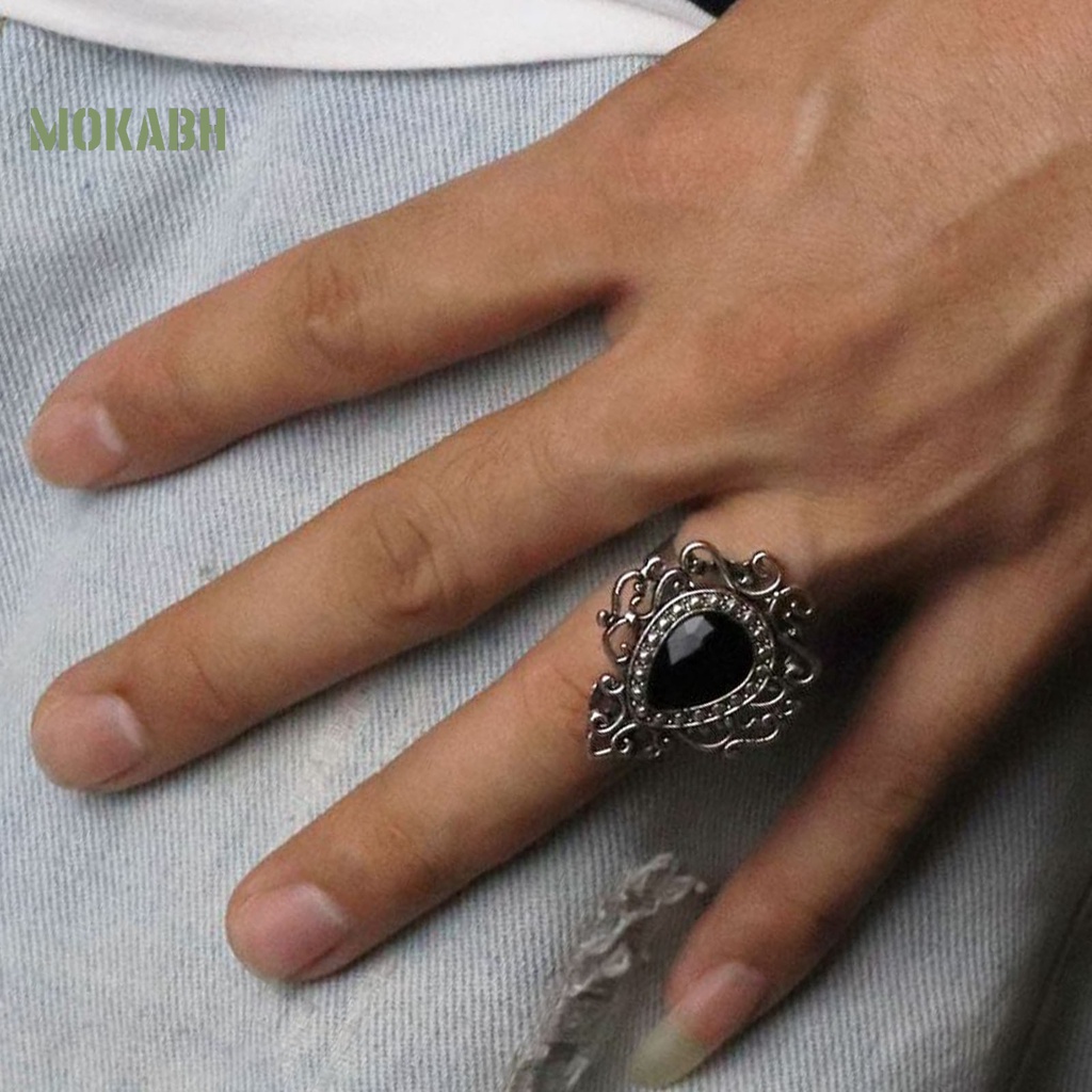 Nhẫn Hở Bằng Hợp Kim Đính Đá Nhân Tạo Hình Trái Tim Phong Cách Bohemia Dành Cho Nam Nữ