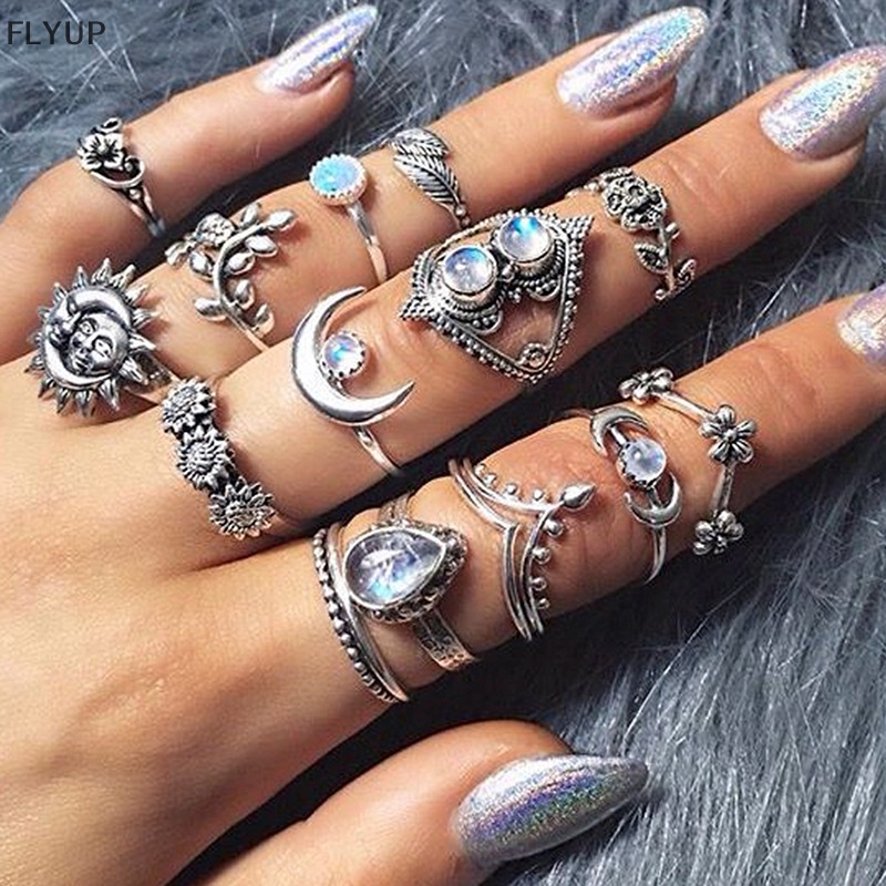 Set 14 Nhẫn Đeo Đốt Ngón Tay Nhiều Kiểu Phong Cách Boho