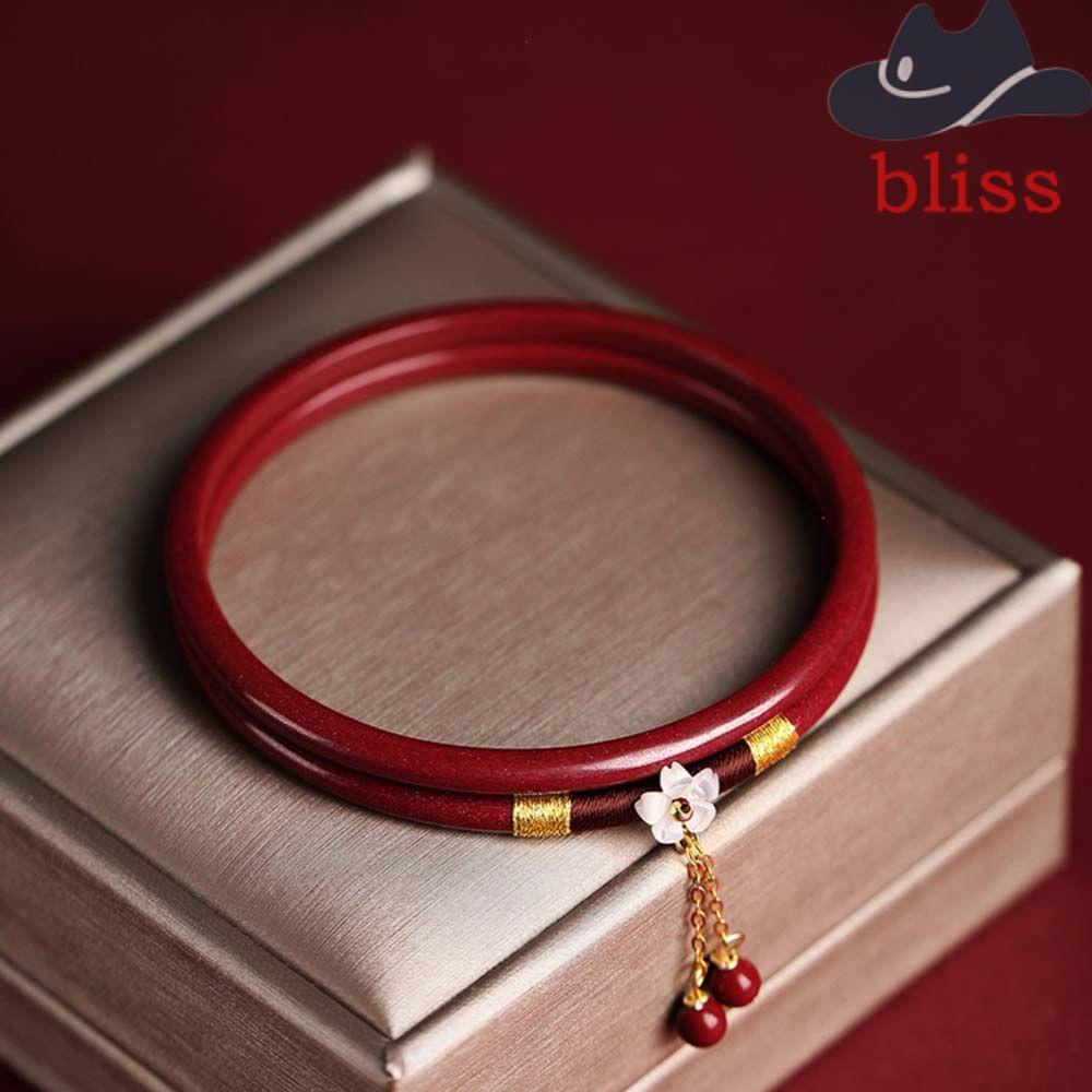 Vòng Tay Họa Tiết Hoa Lá Màu Đỏ Phong Cách Trung Quốc Độc Đáo Thời Trang Cho Nữ