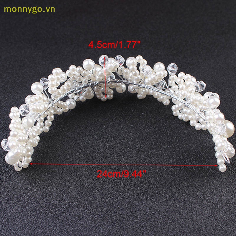 Monnygo bridal wedding headband crystal flower tiara crown pearl rhinestone hair band vn