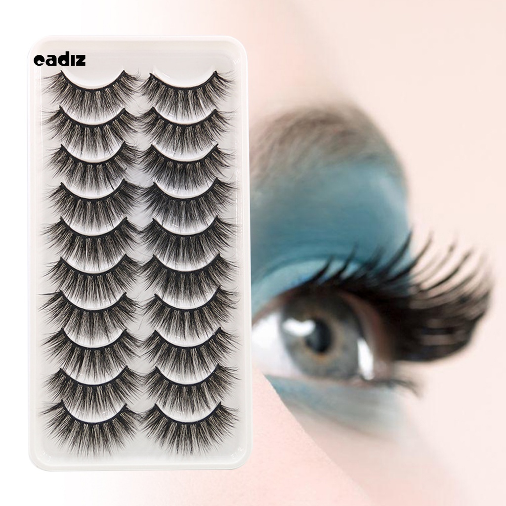Set 10 Cặp Lông Mi Giả Sợi Fiber Nối Dài Trang Điểm Mắt Sành Điệu Cho Nữ