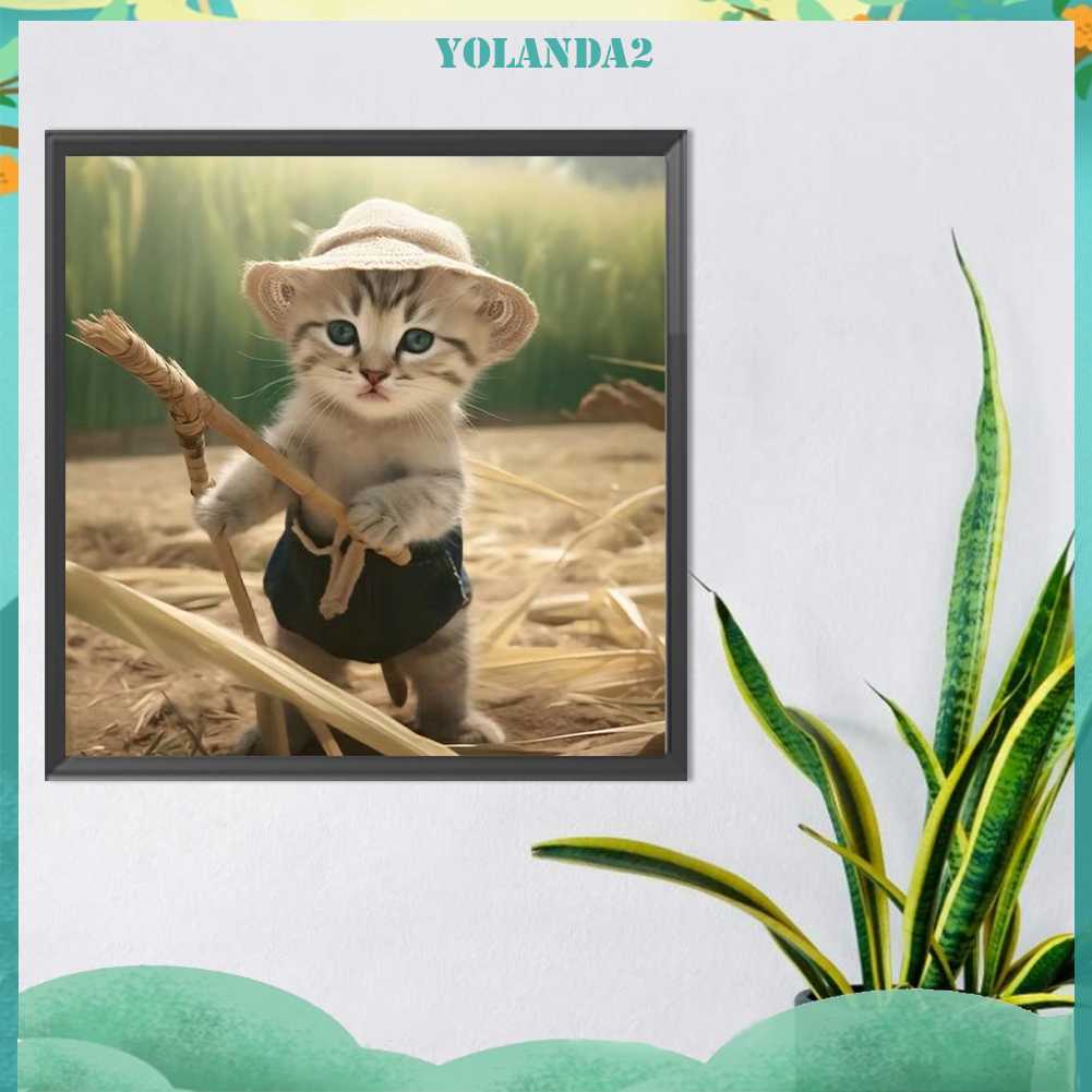 Tranh Đính Đá Kim Cương Toàn Bộ 5D DIY Hình Vẽ Mèo Trang Trí Nhà Cửa