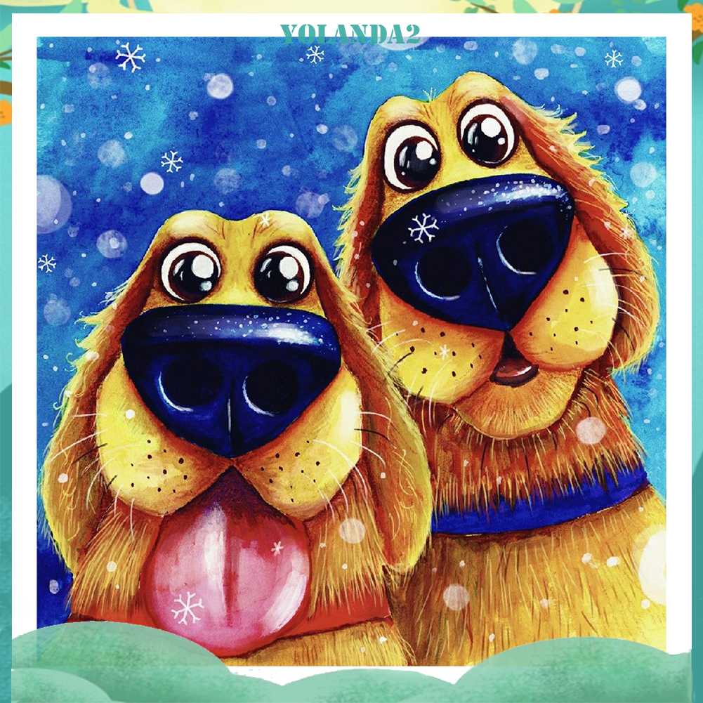 Tranh Đính Đá Kim Cương Toàn Bộ 5D DIY Hình Vẽ Chó Trang Trí Nhà Cửa