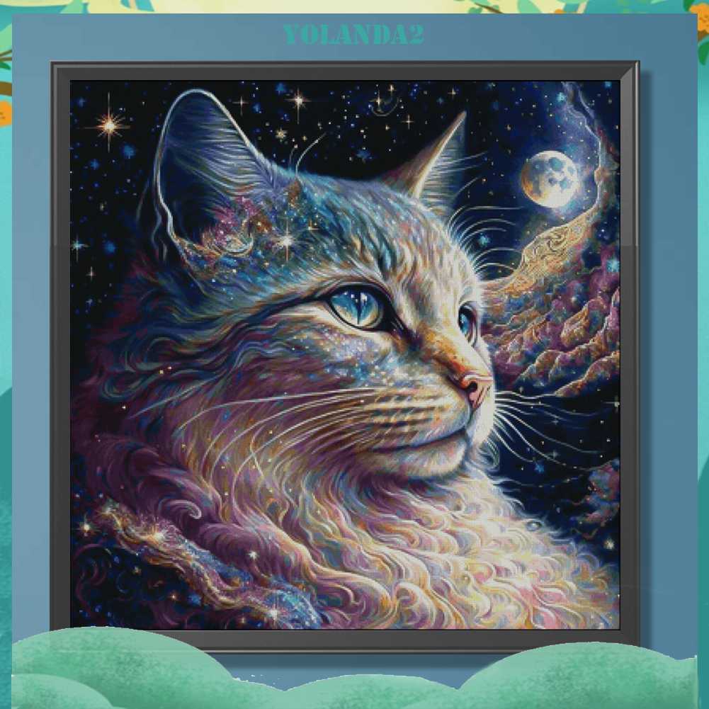 Tranh Đính Đá Kim Cương Toàn Bộ 5D DIY Hình Vẽ Mèo Trang Trí Nhà Cửa